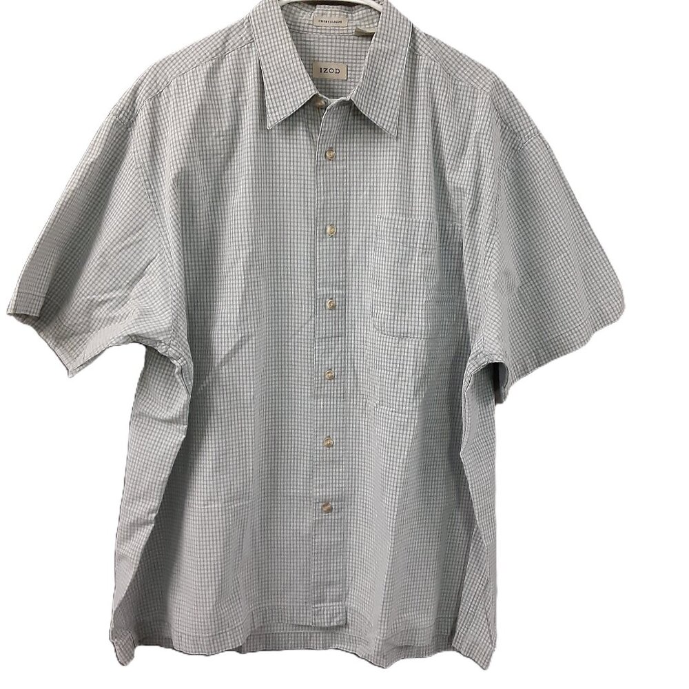 Izod Men's Short Sleeve Shirt Size XL, Button up, Collar, Pocket, Easy Care